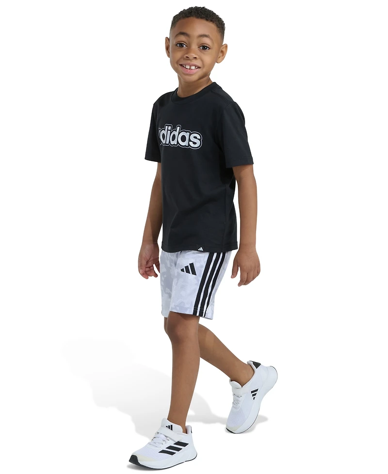 adidas Boys' 2T-7 T-Shirt and Printed Camo Shorts, 2-Piece Set