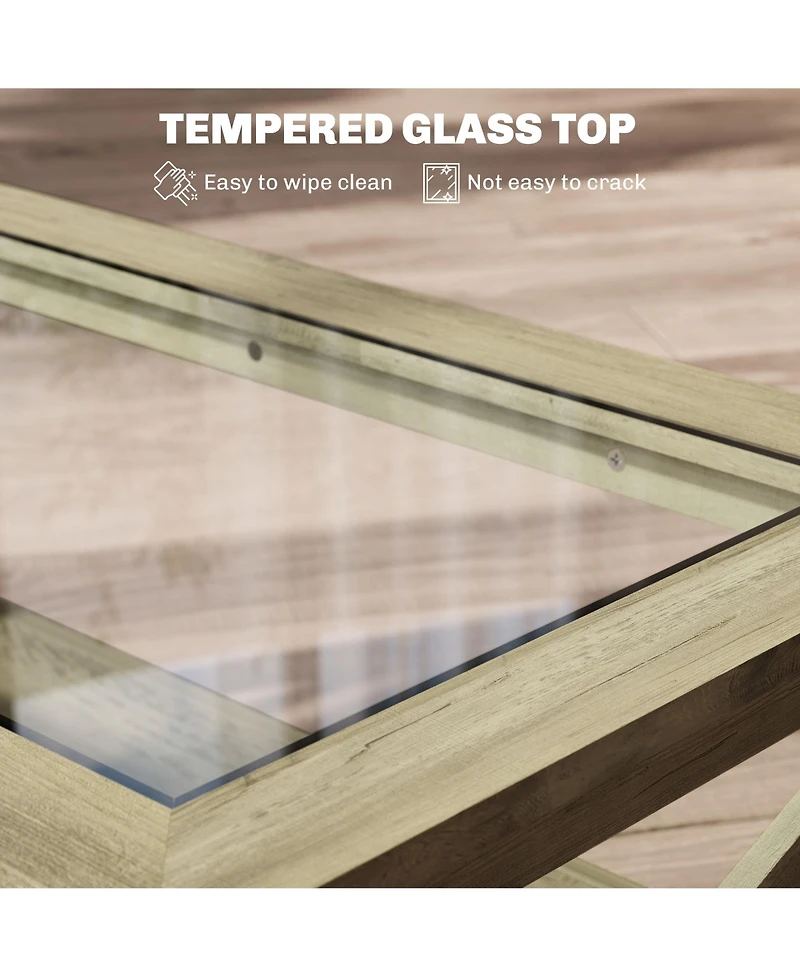 Homcom Table with Wood Frame for Living Room,