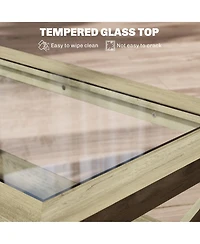 Homcom Table with Wood Frame for Living Room,