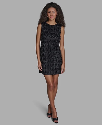 Bcbg Women's Sleeveless A-Line Wavy Tulle Short Dress