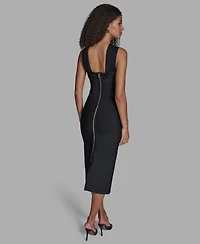 Bcbg Women's Criss-Cross Halter Neck Bandage Midi Dress