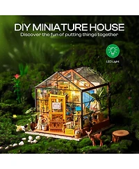 Robotime Book Nook Kit Diy Miniature House Kit, 3D Wooden Puzzle Cathy's Greenhouse, Bookend Bookshelf Insert, Diorama Kit Christmas Birthday Gift