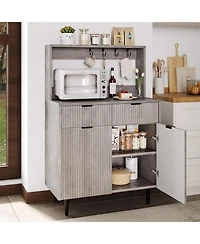 gaomon Fluted Sideboard Buffet Cabinet with 2 Drawers, Adjustable Shelves, Coffee Bar Storage Console