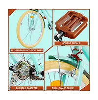 Artudatech 24-Inch Cruiser Bike with Low Step Frame, Comfort Passenger Seat & Footrests, Free Bottle Holder