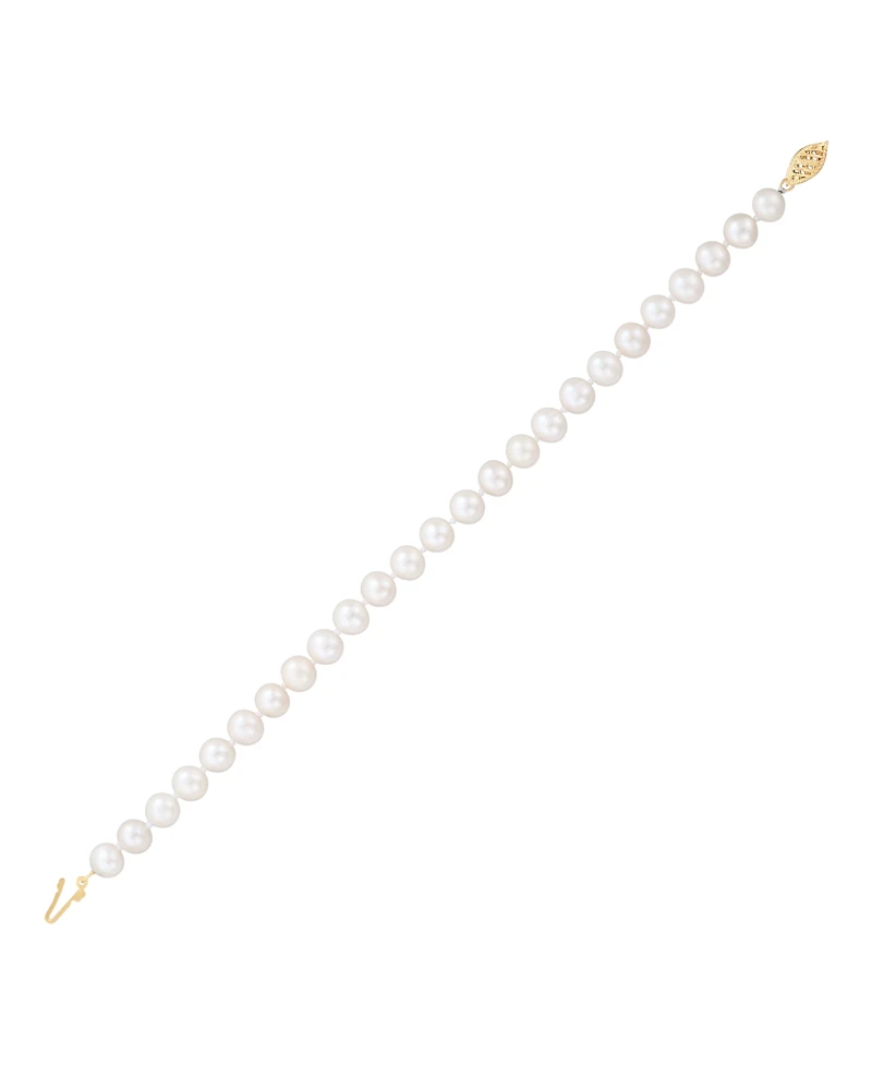 Honora White Cultured Freshwater Pearl (6-7mm) Bracelet in 14k Yellow Gold