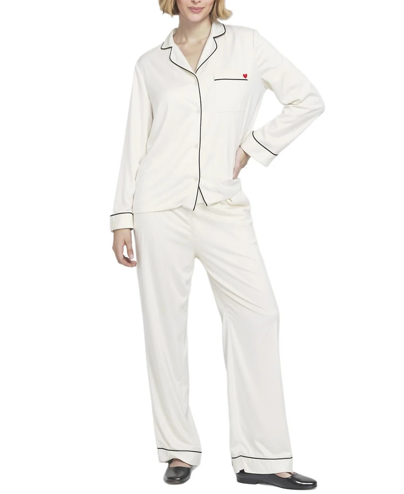 Elle Collection Women's Satin Pj Set Long Pajama