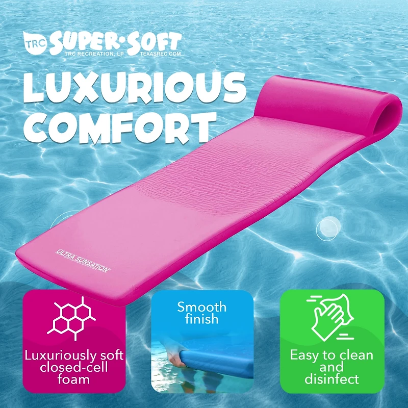 Trc Recreation Ultra Sunsation 2.5 Inch Thick Foam Pool Float Lounge Mat, Pink