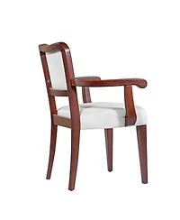 Streamdale Furniture Walnut Dining Chairs Set of 2, Beige Fabric, Padded Armrests