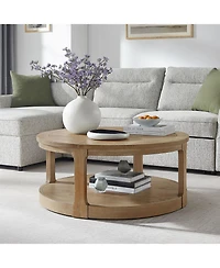 Streamdale Curved 2-Tier Round Coffee Table with Wheels
