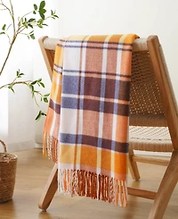 Happycare Textiles Yarn-Dyed Woven Plaid Fringe Throw, 60" x 50"