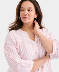 Style & Co Plus Size Printed Split-Neck 3/4-Sleeve Top, Macy's Exclusive