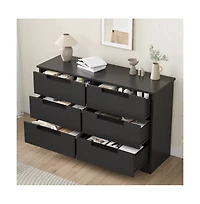 gaomon 6-Drawer Modern Wood Dresser Bedroom Double Chest Organizer with Embedded Handles Storage Cabinet for Living Room, Nursery