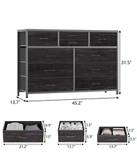 gaomon 10-Drawer Modern Fabric Dresser for Bedroom, Large Storage Chest, 45" Tv Stand, Living Room, Hallway Organizer