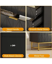 gaomon 4-Drawer Mdf Dresser with Gold Metal Legs & Handles, Rust-Resistant Finish