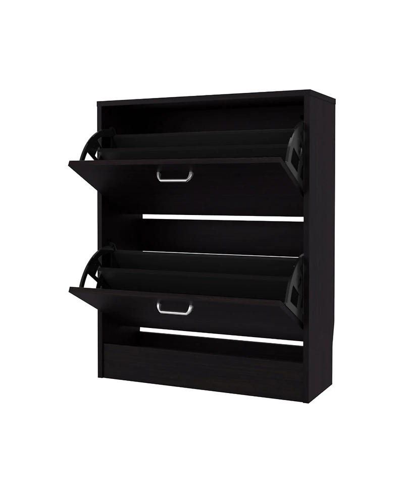 Fm Furniture Ozzy Shoe Cabinet, 2 Tilt-Out Doors, Slim Design, Internal Supports, Modern Style, Wenge