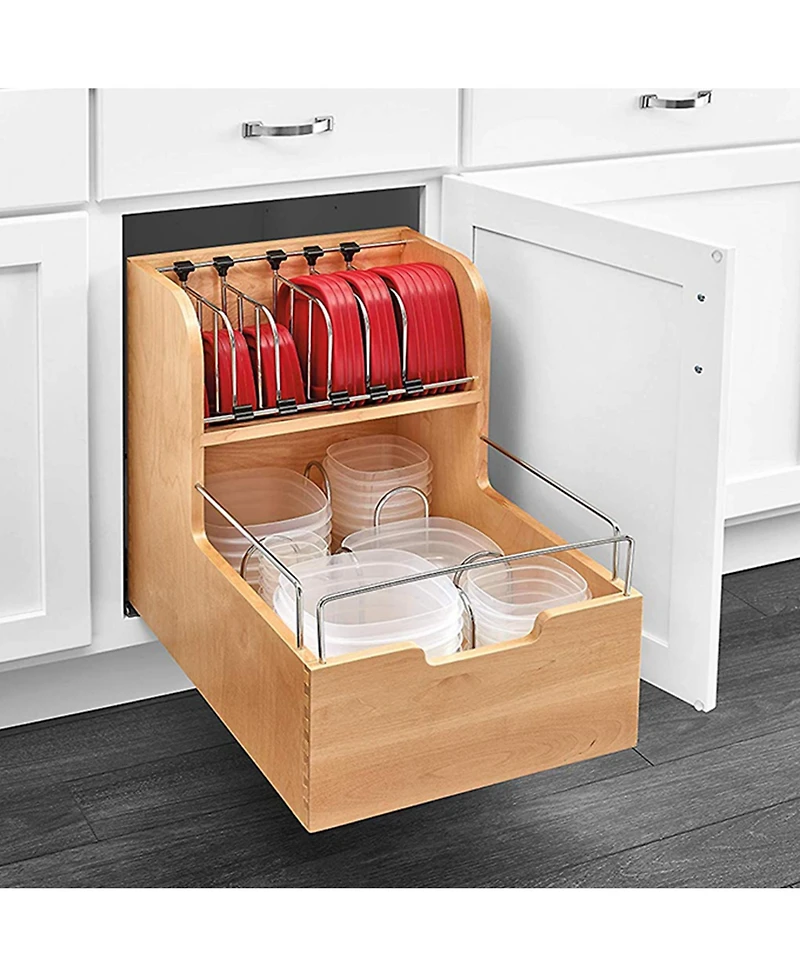Rev-a-Shelf Food Storage Container Organizer w/ Soft-close, Natural, 4FSCO-18SC-1