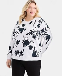 Style Co Womens Printed Fleece Crewneck Sweatshirt Macys Exclusive