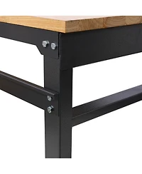 Streamdale Furniture Adjustable Rolling Workbench with Rubber Wood Top (35" Wide