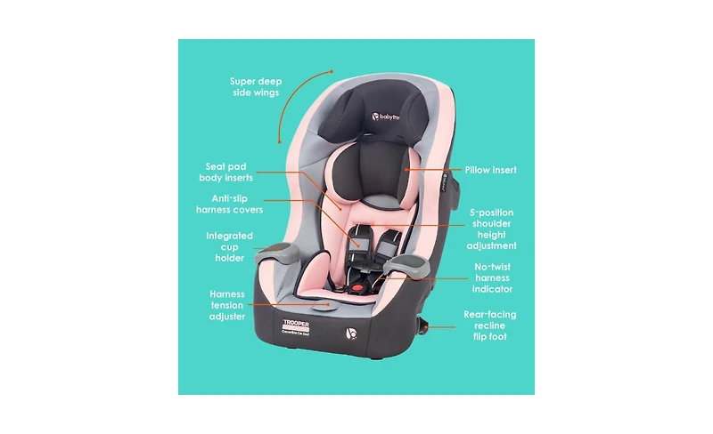 Baby Trend Trooper Slim 3-in-1 Convertible Car Seat with Side Impact Protection