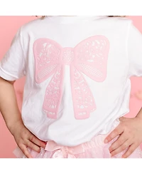 Sweet Wink Big Girls Lace Bow Puff Ink Short Sleeve T-Shirt