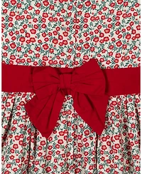 Hope & Henry Toddler Girls Organic Puff Sleeve Ruffle Collar Sateen Dress