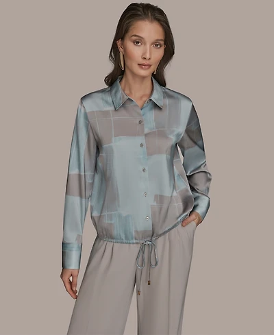 Donna Karan New York Women's Long-Sleeve Drawstring Top