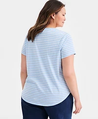 Style & Co Plus Size Perfect Crewneck Short-Sleeve Top, Macy's Exclusive