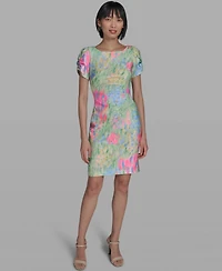 Karl Lagerfeld Paris Women's Printed Crewneck Sheath Dress