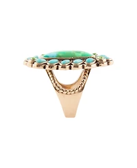 Barse Legacy Lime Green and Blue Turquoise Golden Statement Ring