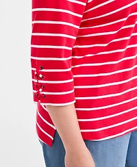 Style & Co Plus Boat-Neck Cotton Lace-Up-Sleeve Tunic, Macy's Exclusive