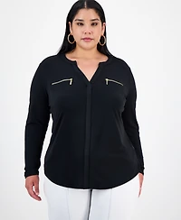 I.n.c. International Concepts Plus Zip-Pocket Top, Created for Macy's