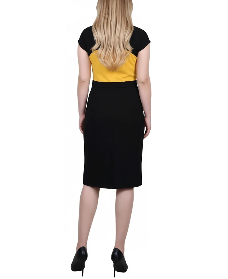 Ny Collection Petite 3/4 Sleeve 2 Piece Colorblocked Dress Set