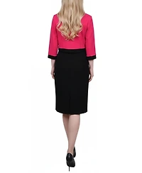 Ny Collection Petite 3/4 Sleeve 2 Piece Colorblocked Dress Set