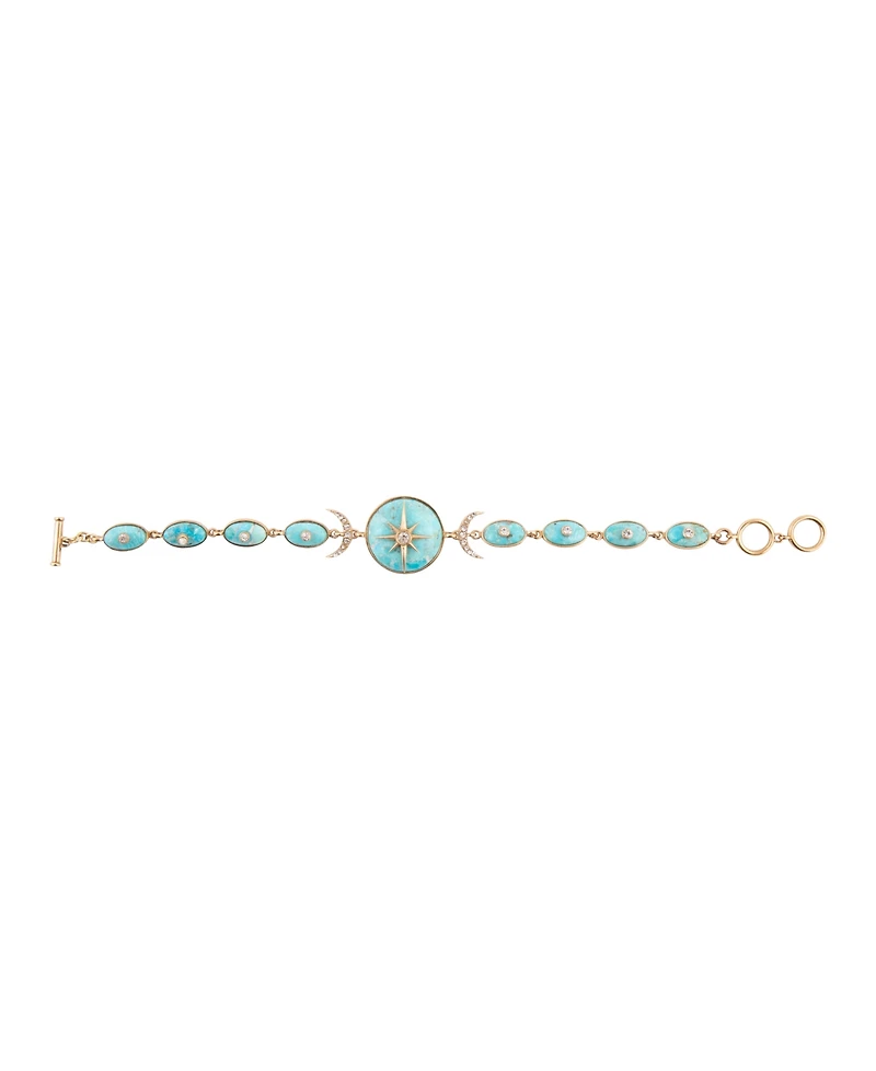 Barse Celestial Blue Turquoise Golden Link Bracelet