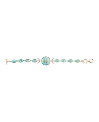 Barse Celestial Blue Turquoise Golden Link Bracelet