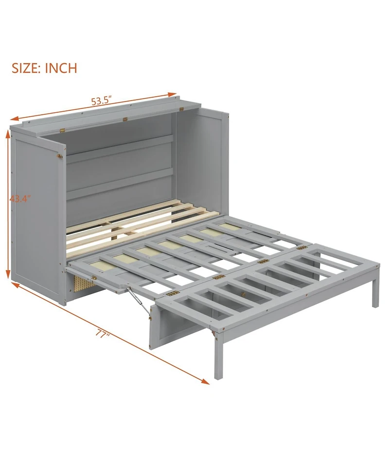 Streamdale Furniture Full Murphy Bed with Large Drawers, Gray