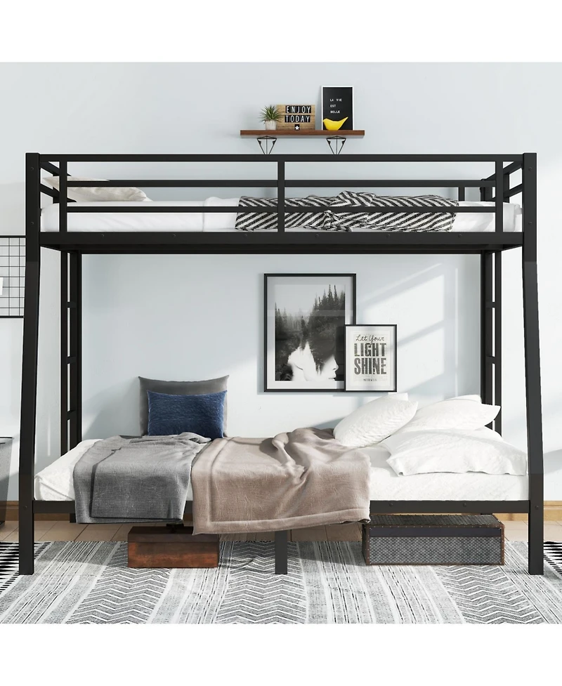 Streamdale Furniture Metal Full Xl over Queen Bunk Bed for Teens/Adults - Space-Saving, Noise Reduced