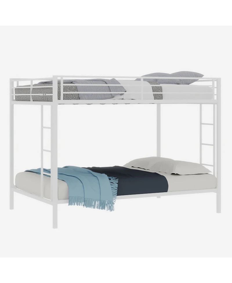 Streamdale Furniture Streamdale Multi-Functional Square Tube Iron Bunk Bed, Full Over Full, White