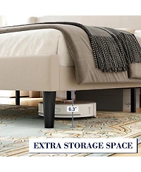 gaomon King Size Bed Frame Velvet Upholstery Platform Wingback Headboard