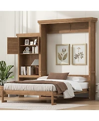 Streamdale Furniture Queen Murphy Bed with Storage & Louvered Detail