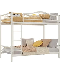 gaomon Twin Over Metal Bunk Bed with Ladder, Guardrails, 400 lbs Capacity, Space-Saving No-Noise Design