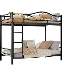 gaomon Twin Over Metal Bunk Bed with Ladder, Guardrails, 400 lbs Capacity, Space-Saving No-Noise Design