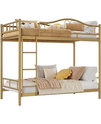 gaomon Twin Over Twin Metal Bunk Bed with Ladder, Guardrails, 400 lbs Capacity, Space-Saving No-Noise Design
