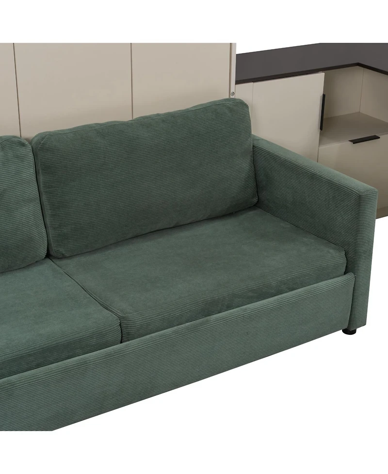 Streamdale Queen Wall Murphy Bed w/Hydraulic Storage, Sofa, Shelves, Drawers, Led/Usb