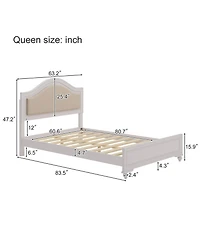 Streamdale Furniture Modern Queen Wood Bed with Led Headboard, No Box Spring