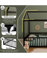 Streamdale Furniture Montessori Metal House Bed Frame - Kids/Toddler, No Slats, Black