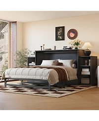 Streamdale Furniture Queen size Murphy bed with storage drawers and shelves