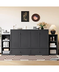 Streamdale Furniture Queen size Murphy bed with storage drawers and shelves