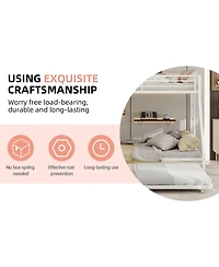 Streamdale Furniture High-Stability Square Tube Bunk Bed with Ladder & Trundle - White