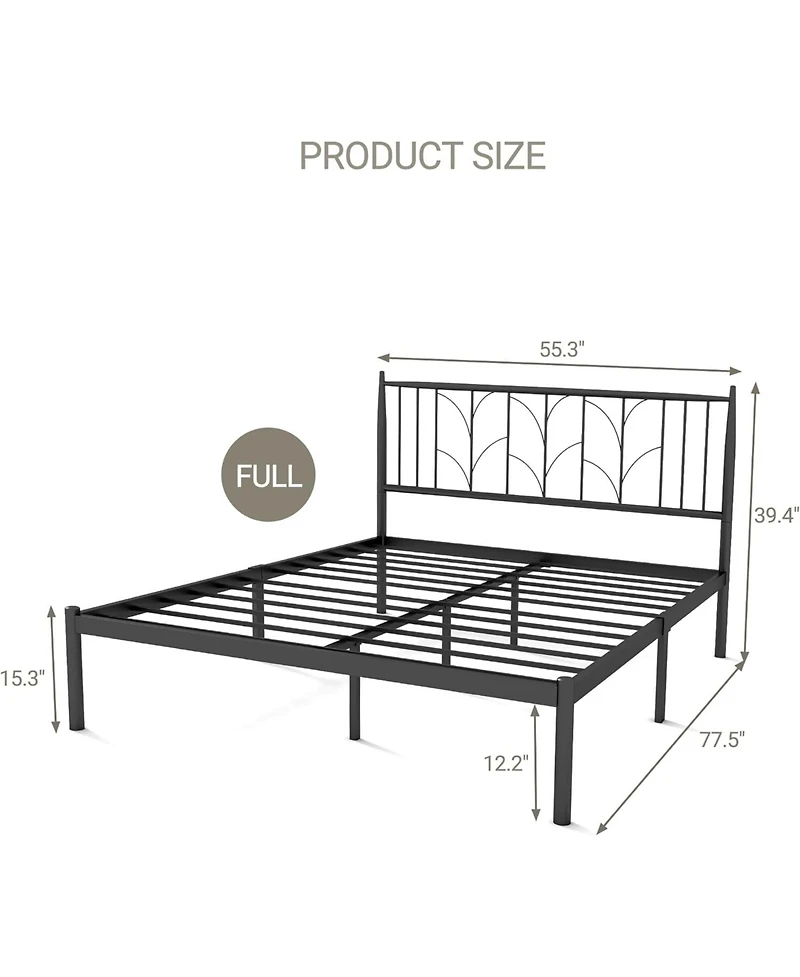 Gaomon Metal Bed Frame, Full Platform Bed with Modern Style Headboard and Mattress Foundation with Spacious Underbed Storage
